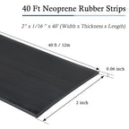 Neoprene Rubber Strips Self Adhesive Solid Rubber Sheets, Rolls & Strips for DIY Gaskets Crafts Pads Seals Warehouse Flooring Neoprene Sheet with Adhesive Backing (2" Wide x 1/16" Thick x 40' Long)