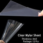 12 Pack 4 Mil Clear Mylar Stencil Sheets, 12" x 12" Blank Stencils, Reusable Template Material, Make Your Own Stencil Compatible Vinyl Cutting Maching