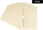 5x7 Mat for 8.5x11 Frame - Precut Mat Board Acid-Free Textured Cream 5x7 Photo Matte For a 8.5x11 Picture Frame, Premium Matboard for Family Photos, Show Kits, Art, Picture Framing, Pack of 10 Mats