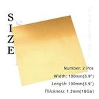 16 Gauge Brass Sheet，H62 Brass Plates Metal 0.047" Thickness x 3.9" Width x 3.9" Lenght, for Models, Crafts, Repairs, Electrical, 2Pcs
