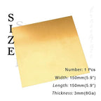 8 Gauge Brass Sheet，H62 Brass Plates Metal 0.118" Thickness x 5.9" Width x 5.9" Lenght, for Models, Crafts, Repairs, Electrical, 1Pcs