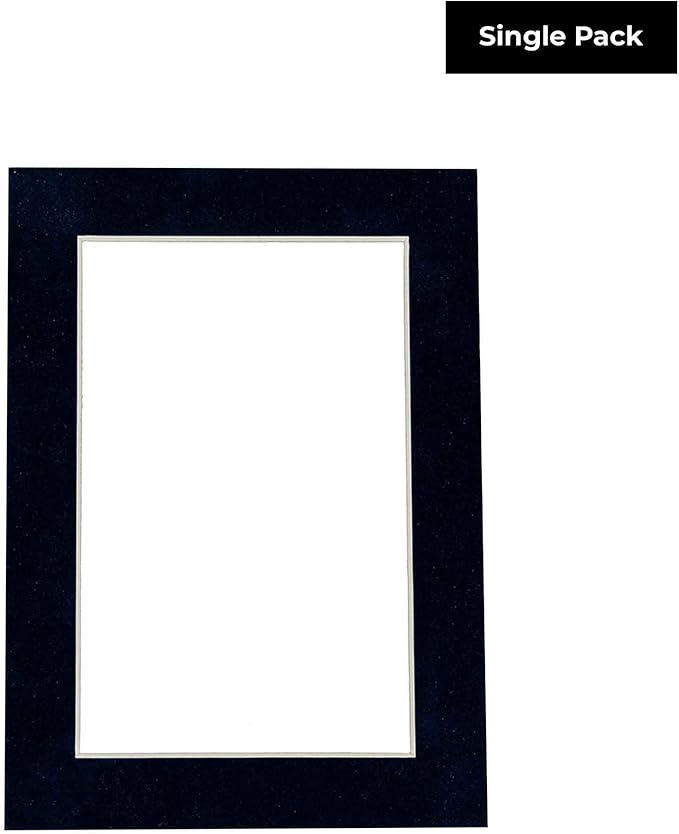 8x10 Mat Bevel Cut for 5x8 Photos - Acid Free Navy Suede Precut Matboard - For Pictures, Photos, Framing - 4-ply Thickness