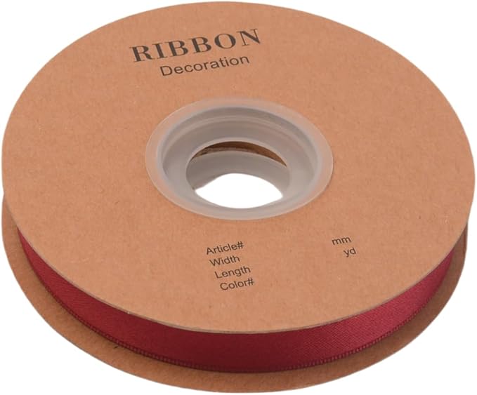 Double Side Satin Ribbon, Continuous 20 Yards,Use for Craft Bows Bouquet, Gift Wrapping, Wedding Decoration, Floral Arrangement (Burgandy, 5/8 inch)