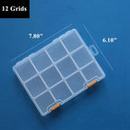 BangQiao 4 Pack 12 Grids Clear Plastic Storage Box with Dividers, Transparent Organizer Container Case for Small Parts, Bead, Button, Jewelry, Diamond, Craft Supplies,Sewing Kit, DIY Accessories