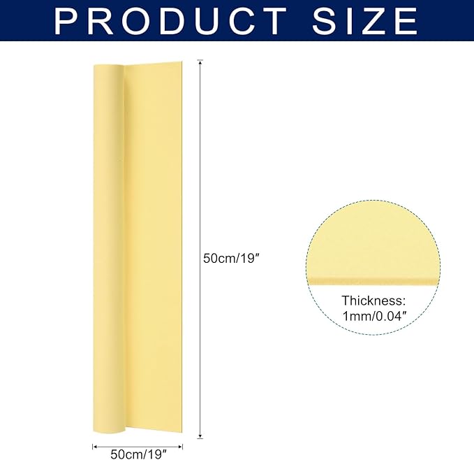 MECCANIXITY Foam Sheets Crafts 19x19 Inch 1mm EVA Craft Foam Paper Foam Sheets for Crafts Projects DIY Cosplay Modeling, Light Yellow