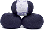 Pullu - Baby Alpaca Merino Wool Yarn Set of 3 Skeins (150 Grams) Worsted Weight - Sourced Directly from Peru - Heavenly Soft and Perfect for Knitting and Crocheting (Navy Blue)