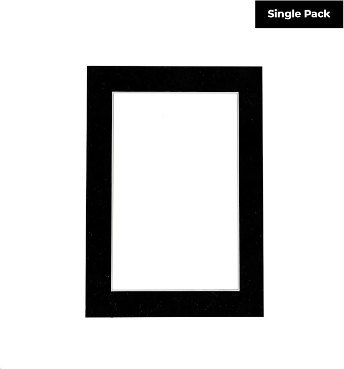 Poster Palooza 8.5x11 Mat Bevel Cut for 7x9 Photos - Acid Free Black Suede Precut Matboard - For Pictures, Photos, Framing - 4-ply Thickness