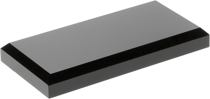 Plymor Black Acrylic Rectangular Beveled Display Base, 4" W x 2" D x 0.5" H, Pack of 2