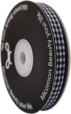 Blue Gingham Woven Edge Ribbon 25 Yards Per Spool,Dark Blue Checked Crafts 3/8 Inch Wide (3/8", Navy)