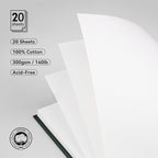 Lightwish Square Watercolor Journal,100% Cotton,300gsm/140lb,Acid-Free,20 Sheets Hot Press Watecolor Paper Sketchbook for Artists Adults Students,7.68 * 7.68 Inches(Dark Green)