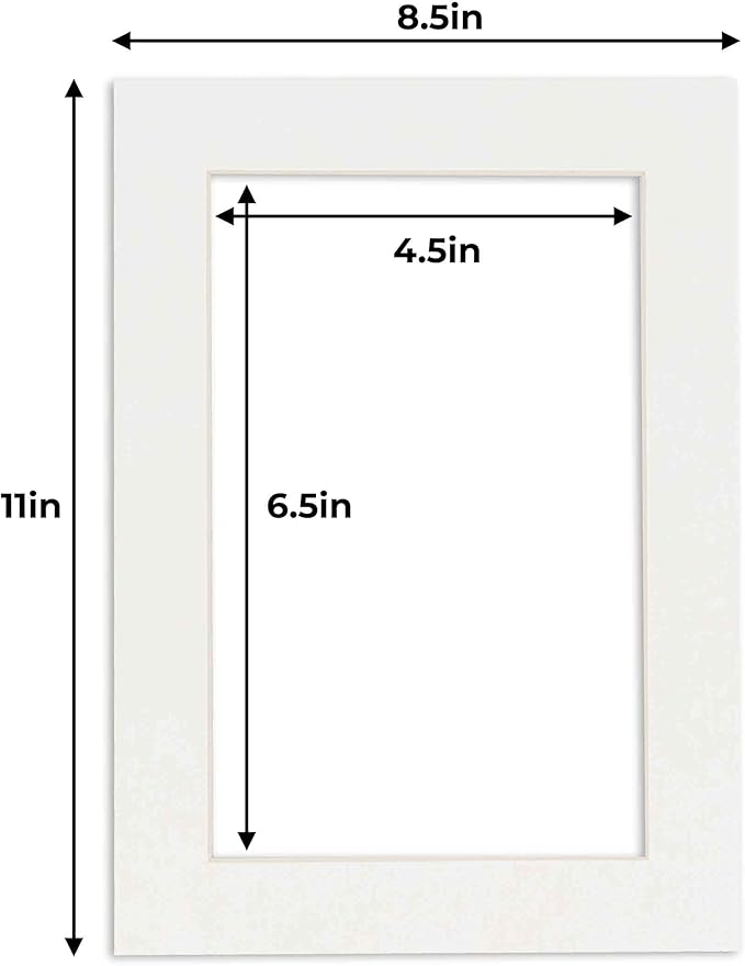 5x7 Mat for 8.5x11 Frame - Precut Mat Board Acid-Free Show Kit with Backing Board, and Clear Bags Textured White 5x7 Photo Matte Made to Fit a 8.5x11 Picture Frame Matboard for Framing, Pack of 1 Mat