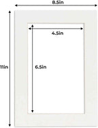 5x7 Mat for 8.5x11 Frame - Precut Mat Board Acid-Free Show Kit with Backing Board, and Clear Bags Textured White 5x7 Photo Matte For a 8.5x11 Picture Frame Matboard for Framing, Pack of 10 Mats