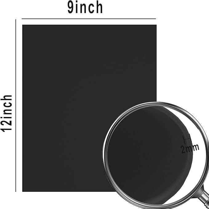 QIDIWIN EVA Foam Craft Sheets - 9x12 Inch 2mm Thick Versatile Non-Adhesive Foam for DIY, Cosplay, Scrapbooking, Classroom Projects - Durable, Flexible, Perfect for Crafting, 12 Pack(Black)