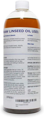 Raw Linseed Oil – Flaxseed Wood Treatment Conditioner to Rejuvenate, Restore and Condition Wood Patio Furniture, Decks to Kitchen Cutting Boards, 32 oz Bottle