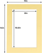 11x14 Mat for 8.5x11 Photo - Precut Soft Yellow Picture Matboard for Frames Measuring 11 x 14 Inches - Bevel Cut Matte to Display Art Measuring 8.5 x 11 Inches - Acid Free Pack of 100 MATS