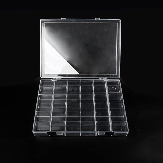 36 Grids Clear Plastic Organizer Box, Craft Storage Container for Beads Organizer, Art DIY, Crafts Jewelry Storage, Fishing Tackles, Rock Collection, 2 Pack