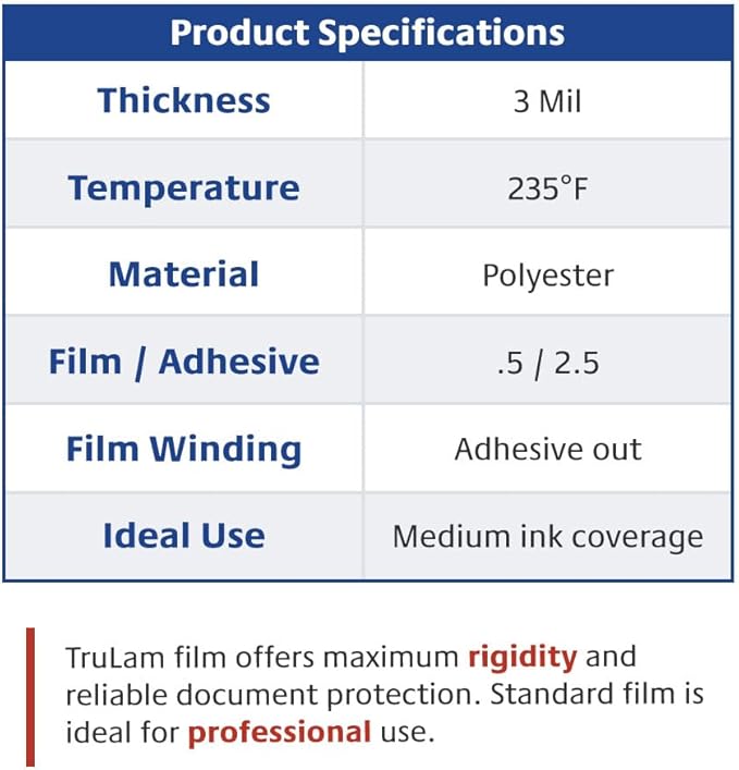 TRULAM - PRO Grade Roll Laminating Film - 3 Mil - 43 inch x 250 feet with 3 inch Core - Clear Gloss Finish (P30G433)