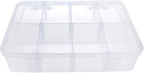 Xiaoyztan 8 Grids Clear Plastic Organizer with Adjustable Dividers, Jewelry Box Bead Storage Container for Small Parts, Fishing Tackle, DIY Crafts, and Earrings, Overall 7.3in x 4.9in