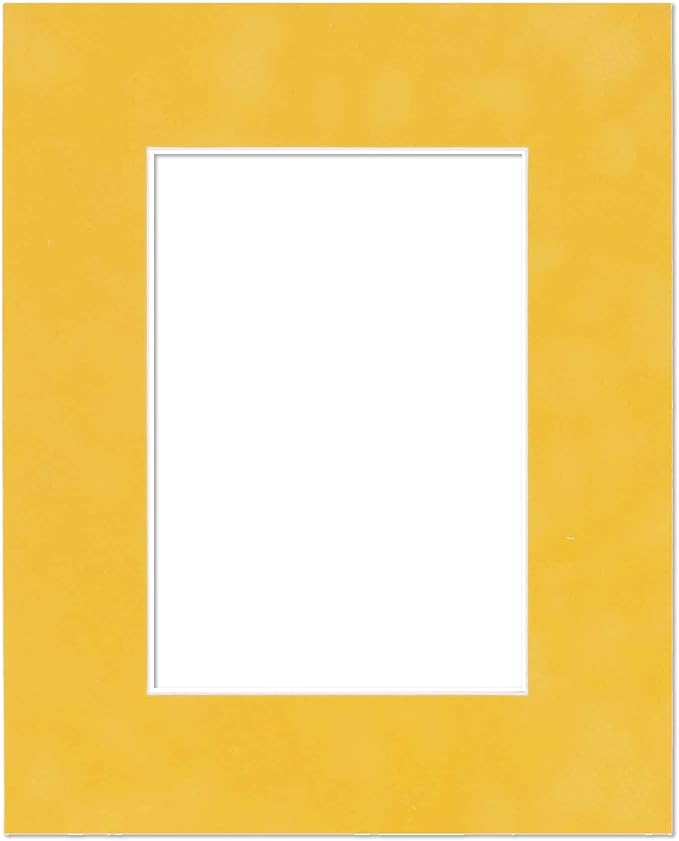 Pack of Ten Acid Free 11x14 Mats Bevel Cut for 8.5x11 Photos - Sunrise Yellow Suede Precut Matboards With Backing Boards and Self Seal Bags for Pictures, Framing - 4-ply Thickness