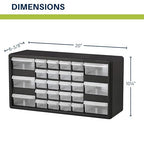 Akro-Mils 26-Drawer Plastic Drawer Storage Cabinet for Garage Organization, Bead Organizer, Building Bricks Storage, Teacher Toolbox, Makeup Organizer, 20-Inch W x 6-Inch D x 10-Inch H, 10126 Black