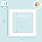 MBC Mat Board Center, 10 Pack 10x10 for 8x8 White Picture Mats Frame Mattes, Bevel Cut, Acid Free, 4-ply Thickness