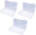 3PCS 36 Grids Large Plastic Organizer Box with Dividers, Compartment Organizer Box for Nail Accessories/Screw/Sewing Arts and Oil Paint, Bead Storage Containers 14.9 Inch x 9.2 Inch x 1.9 Inch (Clear)