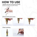 TRANSON 2 Gold Permanent Paint Markers for Fabric Rock Craft Diy Painting Medium Tip Oil Based Waterproof