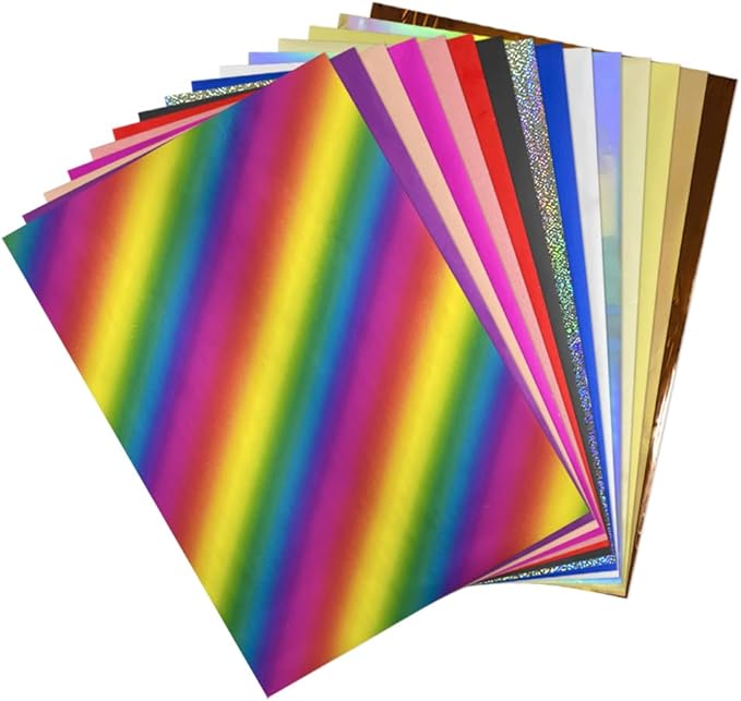 50 Sheets Toner Reactive Foil Sheet for Crafts Paper Holographic Heat Transfer Craft Foil Paper for Scrapbooking Stamping Cardstock Heat Transfer DIY Crafts Accessories 7.9 x 11.4inch-Rose Gold