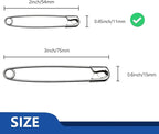 ZIPCCI 2 inch Safety Pins, 200Pcs Large Safety Pins Heavy Duty, Steel Wire