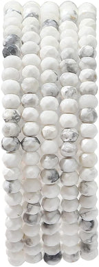 Natural White Howlite Beads 4x2mm 120pcs Faceted Rondelle Loose Semi Gemstone Beads for Jewelry Making Design