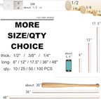 HOPELF 10PCS Bamboo Sticks - 1/2 x 17.5 Inch Dowel Rods for Crafts, DIYers
