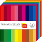 Square Origami Paper 6x6 Double Sided 50 Sheets 50 Colors 70GSM Origami Kit Japanese Chiyo Easy Fold Arts Crafts DIY Handwork Beginner Solid Color