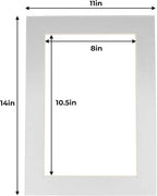 11x14 Mat for 8.5x11 Photo - Precut Metallic Silver Picture Matboard for Frames Measuring 11 x 14 Inches - Bevel Cut Matte to Display Art Measuring 8.5 x 11 Inches - Acid Free Pack of TEN MATS