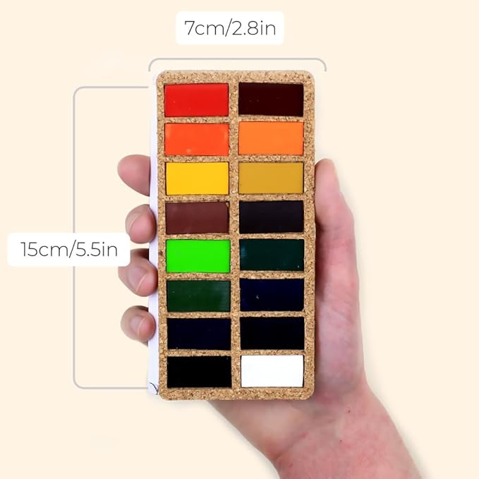 Viviva Colors Travel Watercolor Paint Set - Original 16 Watercolor Paints for Adults, Beginners, Artists, Hobbyists - Lightfast, Vibrant, Handmade & Portable Watercolor Kit with Mixing Palette
