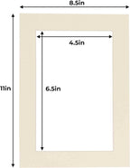 5x7 Mat for 8.5x11 Frame - Precut Mat Board Acid-Free Textured Cream 5x7 Photo Matte For a 8.5x11 Picture Frame, Premium Matboard for Family Photos, Show Kits, Art, Picture Framing, Pack of 25 Mats