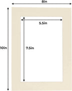 6x8 Mat for 8x10 Frame - Precut Mat Board Acid-Free Textured Cream 6x8 Photo Matte for a 8x10 Picture Frame, Premium Matboard for Family Photos, Show Kits, Art, Picture Framing, Pack of 25 Mats