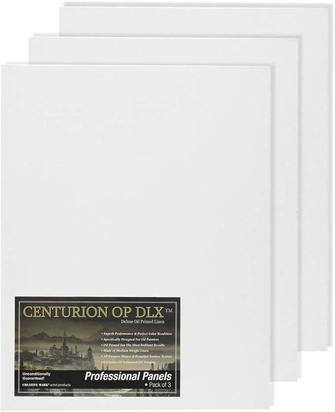 Centurion Deluxe Professional Oil Primed Linen Canvas Panels - 8x16-3 Pack of Linen Canvases for Painting, Artwork and More