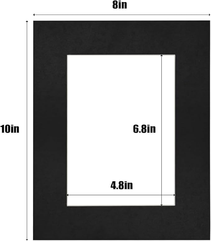 Egofine 8x10 Black Picture Mats Pack of 11, Frame Mattes for 5x7 Pictures, Acid Free, 1.2mm Thickness, with Core Bevel Cut