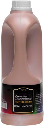 Creative Inspirations Acrylic Paint - Metallic Copper - 1.8 Liter - Smooth & Creamy Consistency, Vibrant Pigmentation, Great Coverage for Artists - Clean Up with Soap & Water