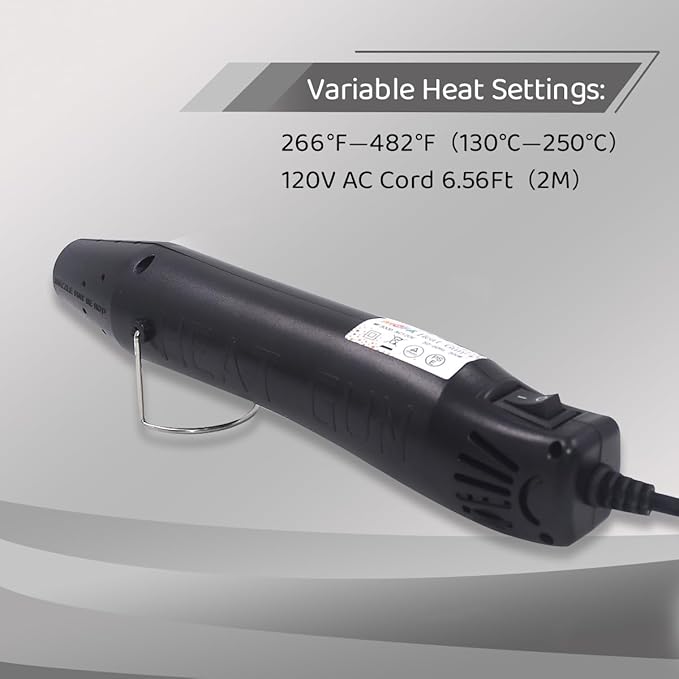 mofa Resin Heat gun,6.6ft Cable 300W Hot Air Gun for Crafting,Acrylic Paint Dryer Multi-Purpose Electric Heating Nozzle (Black Temp Regulation)