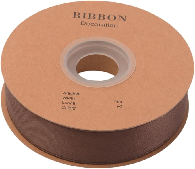 Double Side Satin Ribbon, Continuous 20 Yards,Use for Craft Bows Bouquet, Gift Wrapping, Wedding Decoration, Floral Arrangement (Coffee, 1 inch)