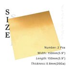 20 Gauge Brass Sheet，H62 Brass Plates Metal 0.031" Thickness x 5.9" Width x 5.9" Lenght, for Models, Crafts, Repairs, Electrical, 2Pcs