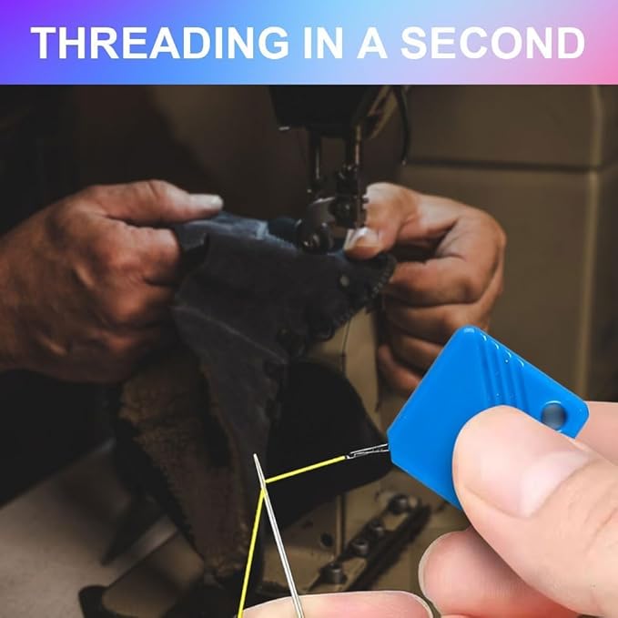 Automatic Needle Threaders for Hand Sewing, 2025 Upgrade Embroidery Floss, Sewing Machine Needle Threader, Sewing Supplies Tool, Fits All Needle Sizes (20, Light Blue)
