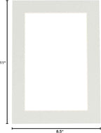 Pack of Ten Acid Free 8.5x11 Mats Bevel Cut for 7x9 Photos - Grey Precut Matboards With Backing Boards and Self Seal Photo Mat Bags For Pictures, Photos, Framing - 4-ply Thickness