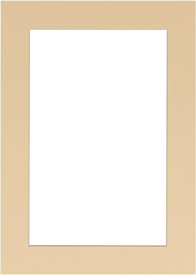 8x10 Mat Bevel Cut for 5x8 Photos - Acid Free Beige Precut Matboard with Backing Board and Crystal Clear, Self Seal Photo Mat Bag - for Pictures, Photos, Framing - 4-ply Thickness