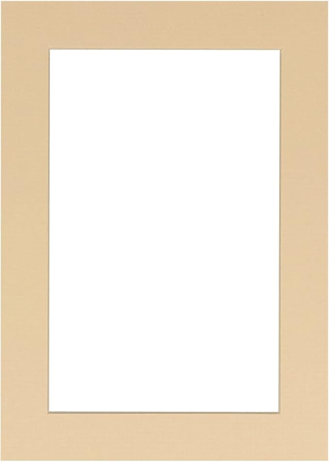 Pack of TEN 8x10 Mats Bevel Cut for 6x8 Photos - Acid Free Beige Precut Matboards For Pictures, Photos, Framing - 4-ply Thickness
