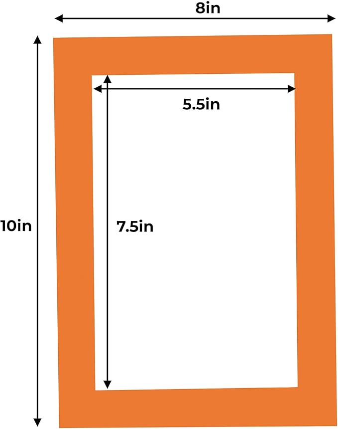 8x10 Mat for 6x8 Photo - Precut Orange Picture Matboard for Frames Measuring 8 x 10 Inches - Bevel Cut Matte to Display Art Measuring 6 x 8 Inches - Acid Free ONE MAT