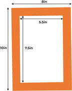 6x8 Mat for 8x10 Frame - Precut Mat Board Acid-Free Show Kit with Backing Board, and Clear Bags Orange 6x8 Photo Matte Made to Fit a 8x10 Picture Frame Matboard for Framing, Pack of 25 Mats