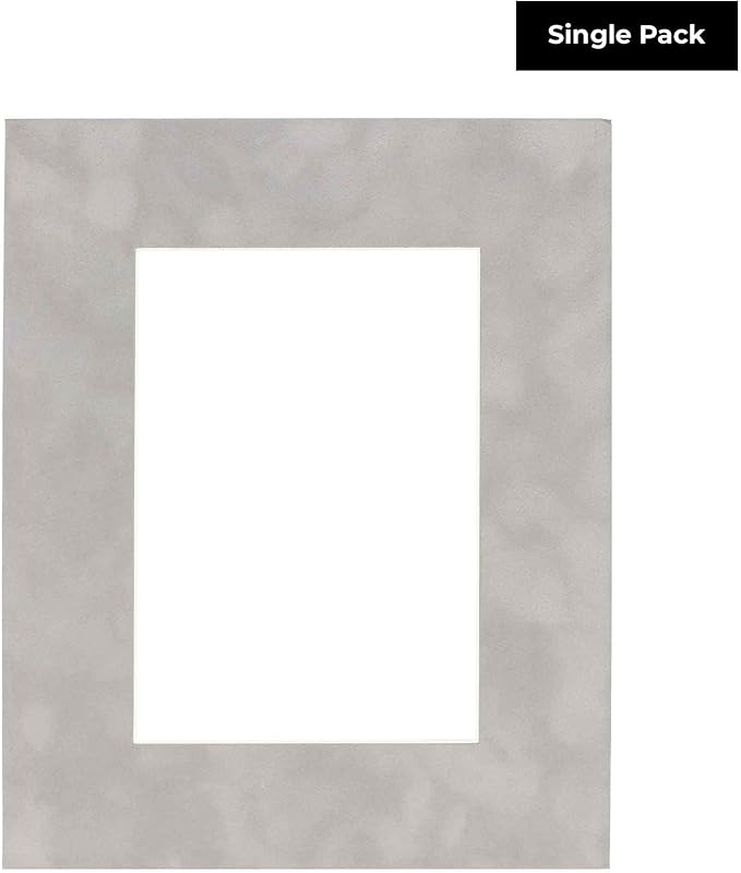 8x10 Mat Bevel Cut for 5x8 Photos - Acid Free Light Grey Suede Precut Matboard - For Pictures, Photos, Framing - 4-ply Thickness