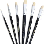 Transon Paint Brush Set 6pcs Art Painting Flexible Bristle for Acrylic Watercolor Gouache Oil Leather Canvas and Face Painting